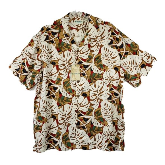 Caribbean Tropical Hawaiian Shirt Size L Silk Blend Aloha Beach Vacation Cruise - Picture 5 of 10